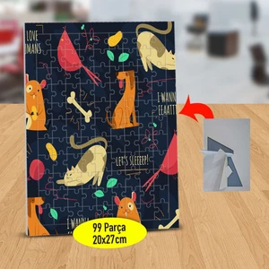 Sevimli Kedi Köpek ve Kuş 99 Parça Puzzle Yapboz TABLO-48126115