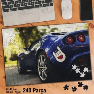 Asil Hobi Spor Araba - Mavi -Hız - Tutku Yapboz - Ayak Destekli Çerçeveli 240 Parça Puzzle