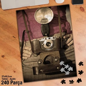 Asil Hobi Fotoğraf Makinesi - Antika - Resim Yapboz - Ayak Destekli Çerçeveli 240 Parça Puzzle