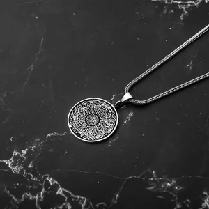 925 Ayar Gümüş Ayetel Kürsi ve Nazar Duası Yazılı Erkek Kolye