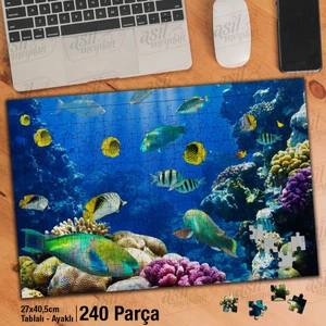 Asil Hobi Rengarenk Balıklar - Okyanus - Deniz Yapboz-Ayak Destekli Çerçeveli 240 Parça Puzzle