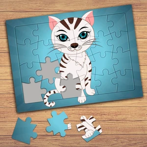 Sevimli Hayvan Kedi Çocuklara Özel Puzzle Yapboz TABLO-77682