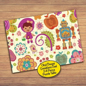 Küçük Kızın Dünyası Çocuklara Özel Puzzle Yapboz TABLO-21038