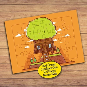 Tahta Şirin Ev Çocuklara Özel Puzzle Yapboz TABLO-219PZ
