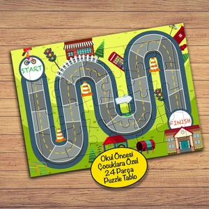 Bisiklet Pist Alanı Çocuklara Özel Puzzle Yapboz TABLO-7843