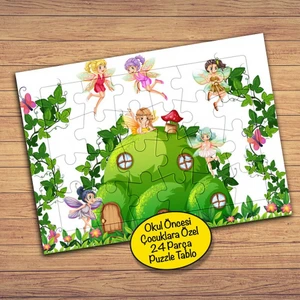 Hobit Evi ve Periler Çocuklara Özel Puzzle Yapboz TABLO-19597-1
