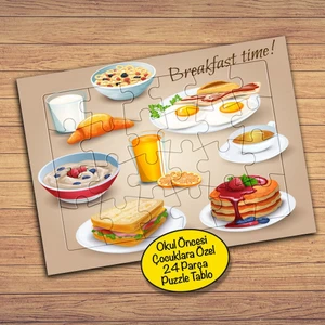 Lezzetli Yemek Çeşitleri 24 Parça Çocuklara Özel Yapboz TABLO-5661