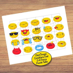 Sevimli Emoji Suratları 24 Parça Çocuklara Özel Yapboz TABLO-843