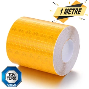 Reflektörlü Fosforlu Şerit Bant Sarı Reflekte İkaz Bandı 1 Metre