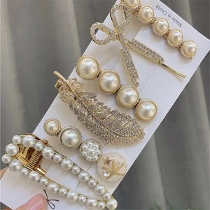 Yeni Trend Moda Incili 6'lı Büyük Klips Çıtçıt Pens Toka Seti