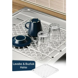 Pratik Mağazam  Kare Lavabo ve Buzluk Matı Şeffaf Lavabo Halısı 32 x 32 cm