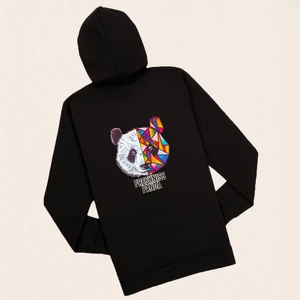 Kapüşonlu Sırt Baskılı Şimşek Panda