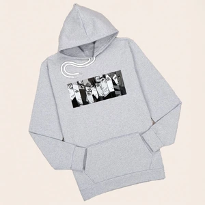 Kapüşonlu Gri Anime Sweat