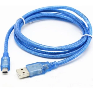 keepro USB To 5 Pin Mini USB Mavi Şeffaf 1m USB Şarj ve Data Kablosu
