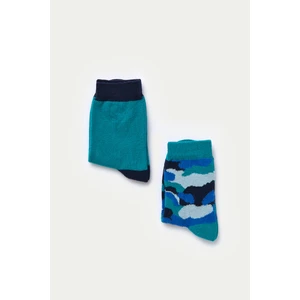 Yeşil Lacivert Erkek Çocuk Pam. Kamuflaj 2'li Çorap