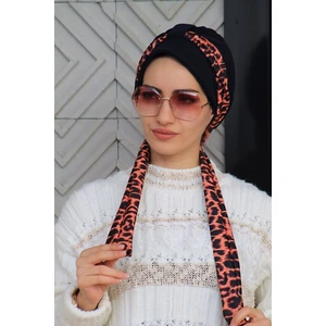 Amisos Bone Şal Atkılı Şapka Bone Siyah - Yeni Model Tesettür Giyim