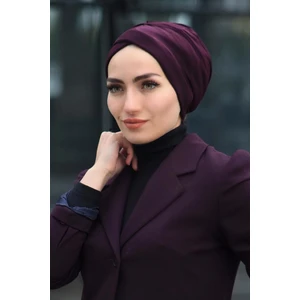 Amisos Bone Şal Çapraz Bone Mürdüm - Yeni Model Tesettür Giyim