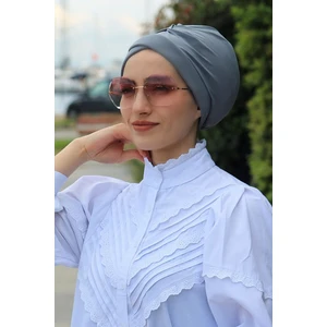 Amisos Bone Şal Çapraz Bone Gri - Yeni Model Tesettür Giyim