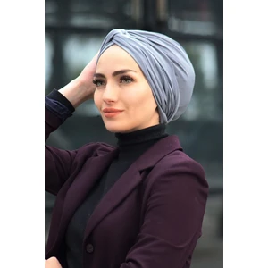 Amisos Bone Şal Dolama Bone  Gri Hazır Model - Yeni Model Tesettür Giyim