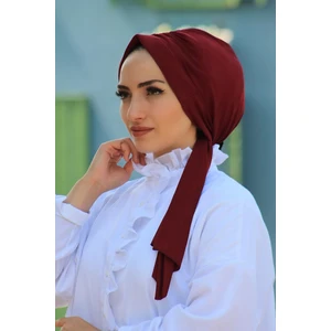 Amisos Bone Şal Tasarım Bone Bordo Rengi - Yeni Model Tesettür Giyim