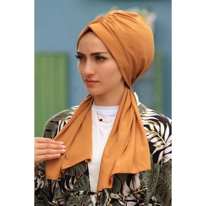 Amisos Bone Şal Tasarım Bone Hardal - Yeni Model Tesettür Giyim
