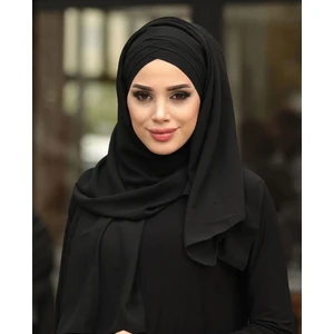 Amisos Bone Şal Üç Bantlı Şal Siyah (Hazır Model) - Yeni Model Tesettür Giyim