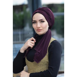 Amisos Bone Şal Tasarım Bone Mürdüm Rengi - Yeni Model Tesettür Giyim