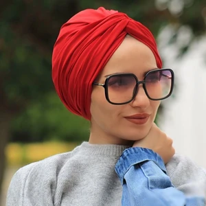 Amisos Bone Şal Dolama Bone  Kırmızı Hazır Model - Yeni Model Tesettür Giyim