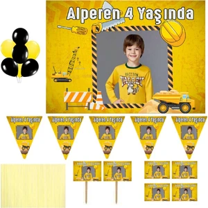 Hayaller Dükkanı Inşaat Temalı Kişiye Özel Parti Seti HDTS104