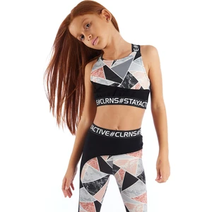 Modern Romance Geometrik Desenli Crop Üst Gri Siyah