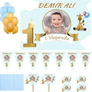Hayaller Dükkanı Bulut Konsept Temalı Doğum Günü Süsleme ve Magnet Set,  1 Yaş Doğum Günü Süsleri, Erkek Çocuk