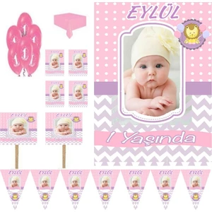 Hayaller Dükkanı Pembe Mor Konsept Temalı Doğum Günü Süsleme ve Magnet Set,  1 Yaş Doğum Günü Süsleri, Kız Çocuk