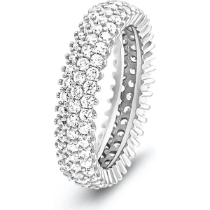 Yantra Silver Pırlanta Montür Üç Sıra Tamtur Gümüş Yüzük