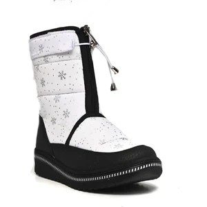 Le Petit Beyaz Kar Desenli Taşlı Içi Kürklü Kız Çocuk Kar Botu