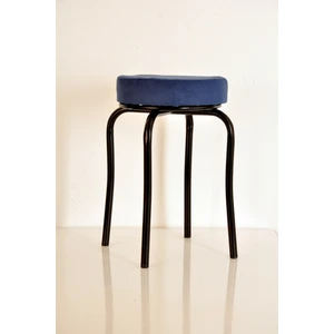 Yılmaz Masacılık 2'li Lacivert Tay Tüyü Siyah Profil Tabure Metal Tabure Mutfak Taburesi Kalın Tabure