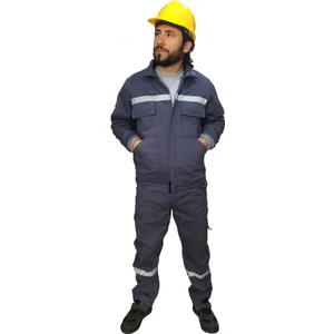 Iş Takımı (Mont+Pantolon) Reflektörlü Pamuk Gri