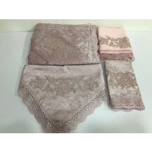 Lamazi Home Lamazihome 4 Parça Pudra Kadife Seccade Takımı Seccade Seti