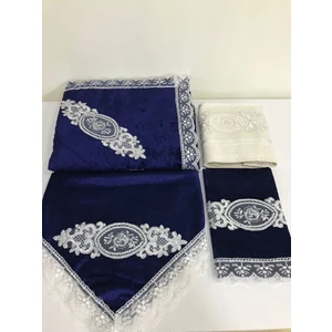 Lamazi Home Lamazihome 4 Parça Lacivert Kadife Seccade Seti Seccade Takımı