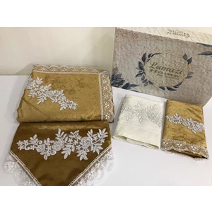 Lamazi Home Lamazihome 4 Parça Taba Kadife Seccade Seti Seccade Takımı