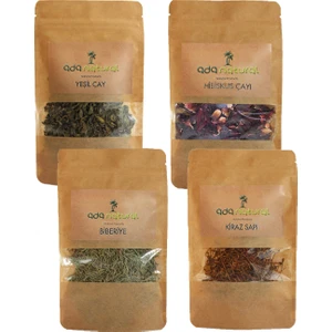 Ada Natural Yeşil Çay - Hibiskus - Kiraz Sapı - Biberiye Detoks Çayı 4'lü