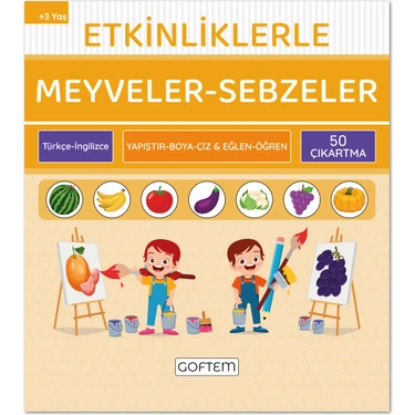 Etkinliklerle Meyveler Sebzeler - Türkçe Ingilizce - 50 Çıkartma - Eğitici Aktivite