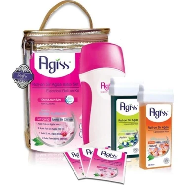 Agiss s Easyso Çantalı Set Ağda Makinası + Isıtıcı + Roll-On + 2m Bez ve