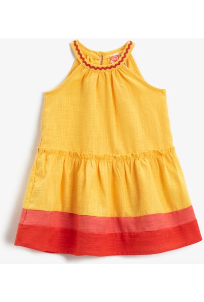 Koton Kız Bebek Renk Bloklu Elbise Pamuklu