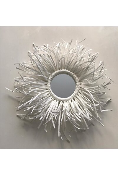 Cs Bohem Design Gako Mini Beyaz Rafya Ayna Dekor