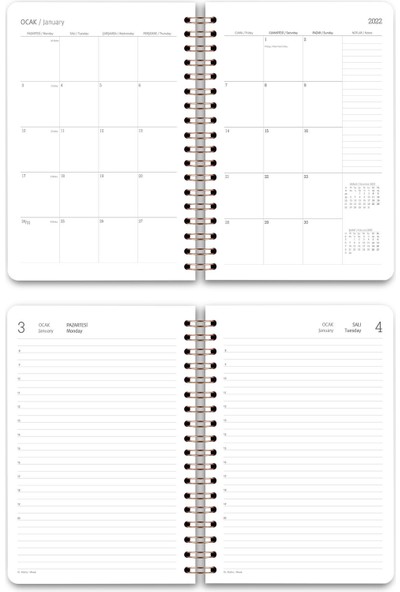 Matt Notebook 2022 Günlük Spiralli 12 Aylık Ajanda Gökkuşağı