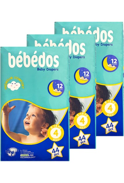 Bebedos 3'lü Ekonomik Paket Bebek Bezi 4 No Maxi Boy 132'LI