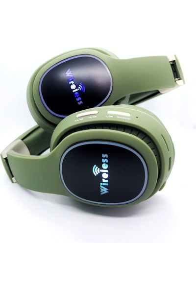 Hdr Z4BT Bluetooth 5.0 Wireless Kablosuz Mikrofonlu Kulaküstü Kulaklık LED Işıklı Yeşil Genç Spor