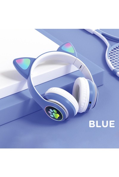 Hdr Karler Stn-28 Bluetooth Mikrofonlu LED Işıklı Hafıza Kartı Girişli Kulak Üstü Kedi Kulaklık