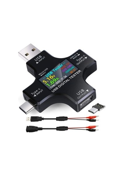 USB  Dijital Volt-Ampermetre Gerilim Akım Ölçer USB 3.0 Tip-C Voltmetre