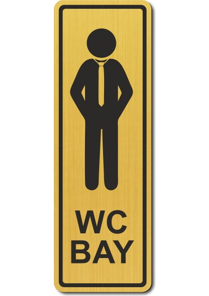 Wc Bay Tuvalet Kapı Yönlendirme Levhası 15 cm x 5 cm Altın Renkli Rezopal Levha